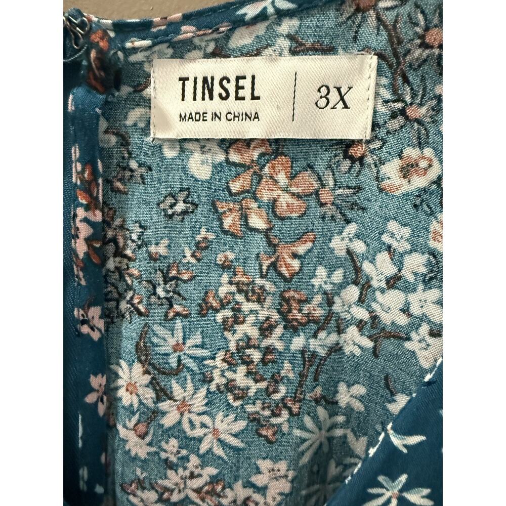Tinsel 3X Boho Floral Empire Line Maxi Dress Hi/Low Hem Cottagecore Garden Fairy - Picture 2 of 9